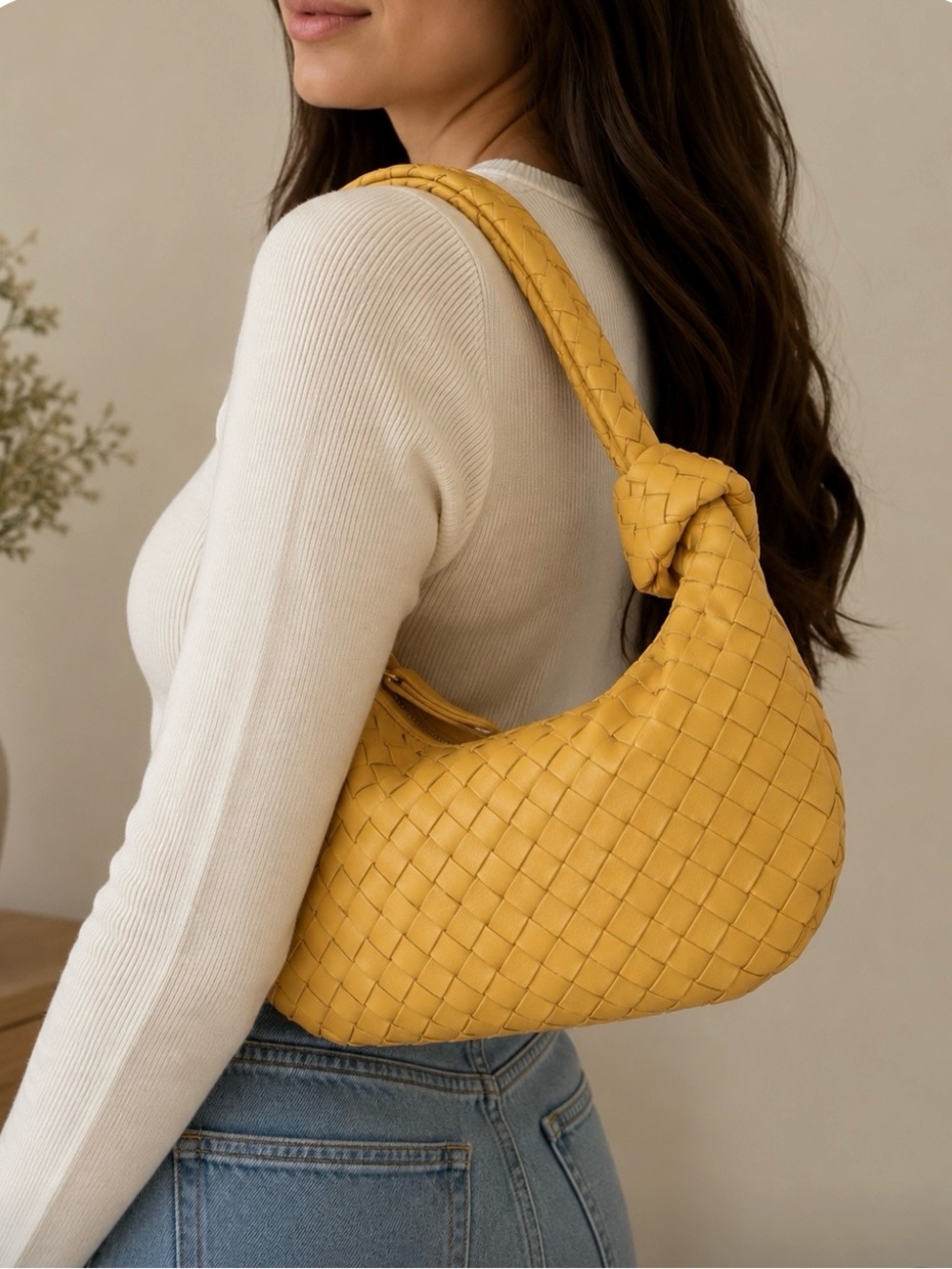 Calonge genuine leather Yellow Hobo Bag